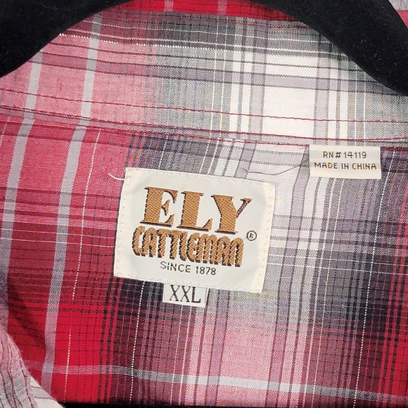 Ely Cattleman Plaid Shimmer Vintage Ranchwear Western Pearl Snap Shirt XXL - Picture 5 of 11